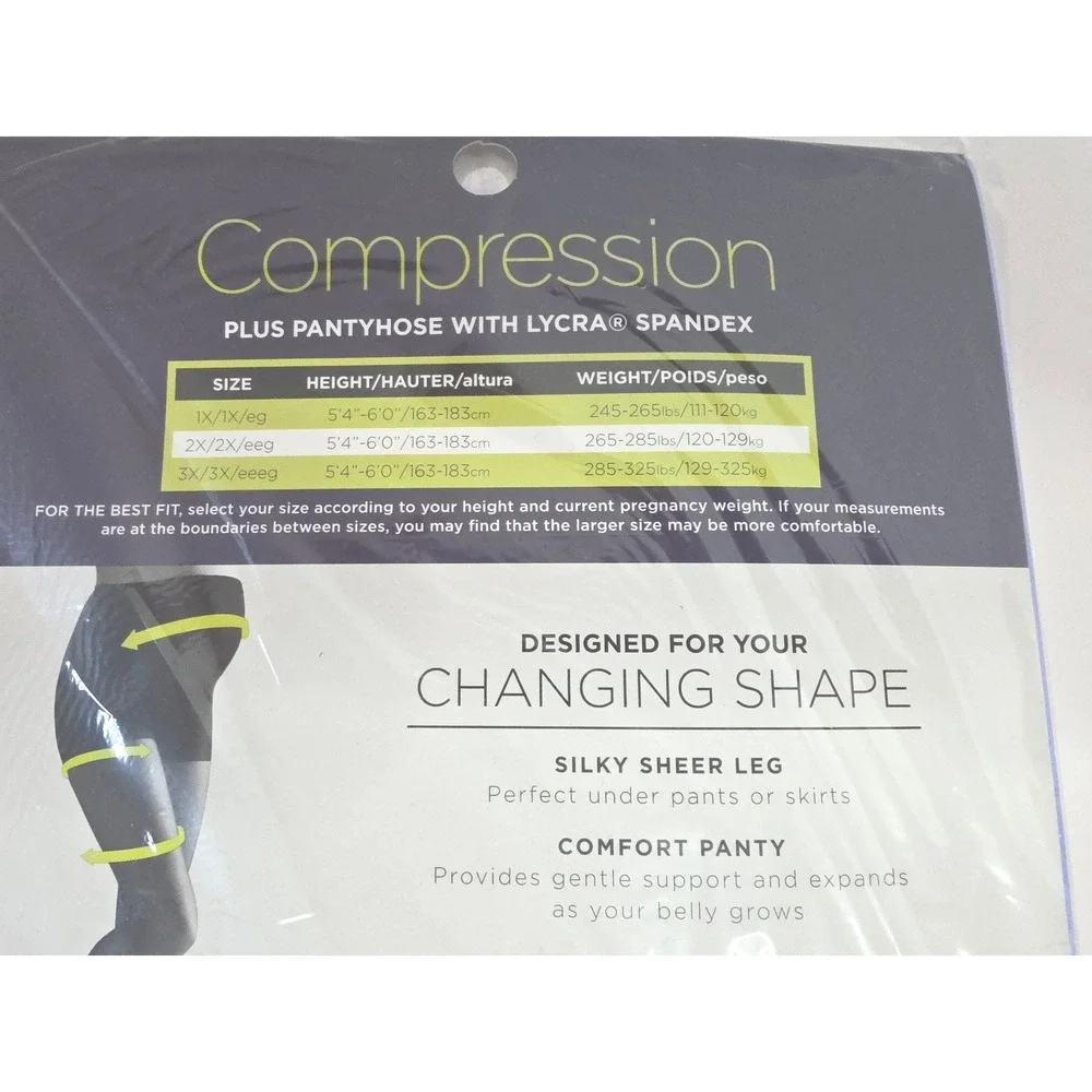 Motherhood Maternity Compression‎ Plus Pantyhose 3X Black Lycra Spandex Sandalft